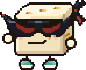 Lucky, a porcelain die in a black mask with red eyes